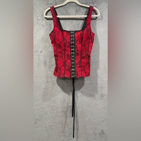 Royal Bones Tops - Royal Bones By Tripp Corset Size M Rose Lace Halter Bustier Punk Goth Club Y2K